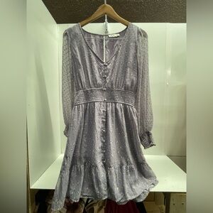 Hollister Lavender Long-Sleeve Smocked Waist Dress